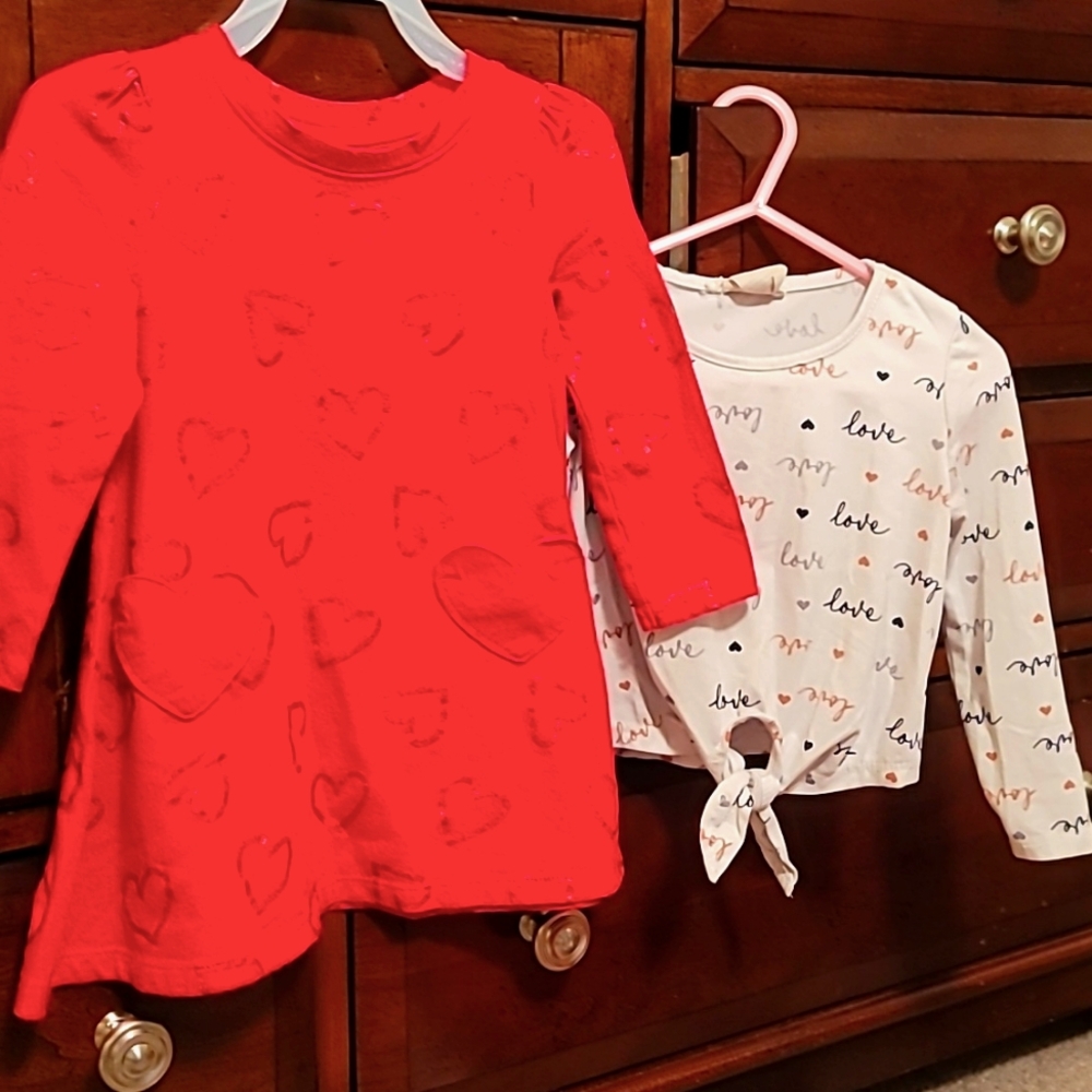 🔵2T bundle cat and jack heart dress and love long sleeve tshirt
